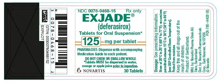 PRINCIPAL DISPLAY PANEL EXJADE ® (deferasirox) Tablets for Oral Suspension* 125 mg per tablet