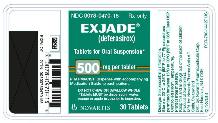 PRINCIPAL DISPLAY PANEL EXJADE ® (deferasirox) Tablets for Oral Suspension* 500 mg per tablet