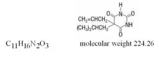 The following structural formula for Butalbital (5-allyl-5-isobutylbarbituric acid) is a short- to intermediate-acting barbiturate.