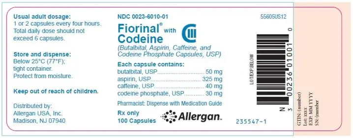 PRINCIPAL DISPLAY PANEL
NDC 0023-6010-01
Fiorinal
with Codeine
100 Capsules
Rx Only
