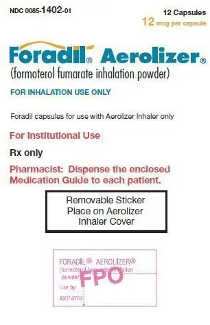 PRINCIPAL DISPLAY PANEL
12 Capsules 
12 mcg per capsule
NDC 0085-1402-01
Foradil® Aerolizer®
(formoterol fumarate inhalation powder)
FOR INHALATION USE ONLY
Foradil® capsules for use with Aerolizer® Inhaler only
Rx only
For Institutional Use
