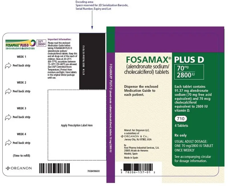 PRINCIPAL DISPLAY PANEL - 70 mg/2800 IU Tablet Blister Pack