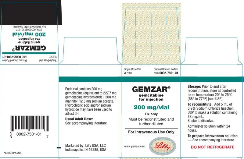 Gemzar 200 mg carton 1ct
