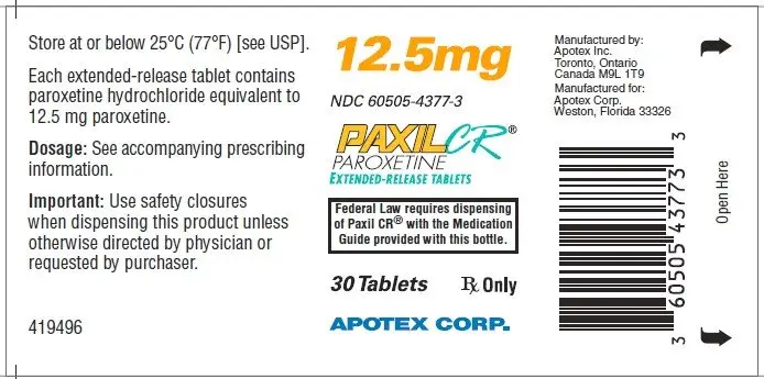 PaxilCR12.5mg30counttabletlabel