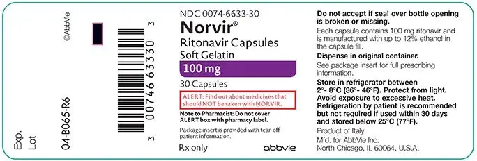 norvir capsules 100mg 30ct bottle