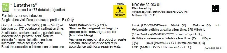 PRINCIPAL DISPLAY PANEL
							Lead Shielding
							Lutathera®
							lutetium Lu 177 dotatate injection
							For Intravenous Infusion
							Single-dose vial. Discard unused portion. Rx Only
							NDC 69488-003-01
							