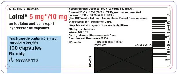 PRINCIPAL DISPLAY PANEL
								NDC 0078-0405-05
								Lotrel® 5 mg */10 mg
								amlodipine and benazepril
								hydrochloride capsules
								*each capsule contains 6.9 mg of
								amlodipine besylate
								100 capsules
								Rx only
								NOVARTIS