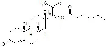 Chemical Structure for Hydroxyprogesterone Caproate