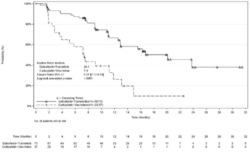 Figure 4.	Kaplan-Meier Curves for Progression-Free Survival in Study G2201 (LGG cohort)