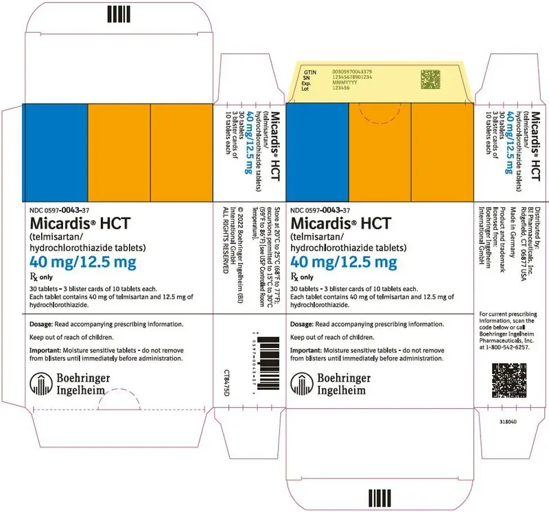 PRINCIPAL DISPLAY PANEL - 40 mg/12.5 mg Tablet Blister Pack Carton