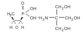  The chemical structure for MONUROL (fosfomycin tromethamine) Granules for Oral Solution contains fosfomycin tromethamine, a synthetic, broad spectrum, bactericidal antibiotic for oral administration. It is available as a single-dose sachet which contains white granules consisting of 5.631 grams of fosfomycin tromethamine (equivalent to 3 grams of fosfomycin), and the following inactive ingredients: mandarin flavor, orange flavor, saccharin, and sucrose. The contents of the sachet must be dissolved in water. Fosfomycin tromethamine, a phosphonic acid derivative, is available as (1R,2S)-(1,2-epoxypropyl)phosphonic acid, compound with 2-amino-2-(hydroxymethyl)-1,3-propanediol (1:1). It is a white granular compound with a molecular weight of 259.2. 