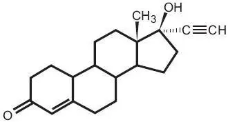 Norethindrone structural formula.