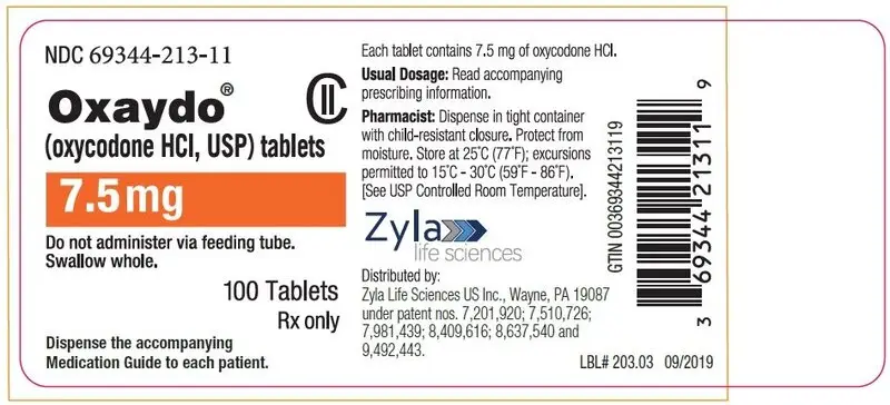 7.5 mg 100-count Bottle Label