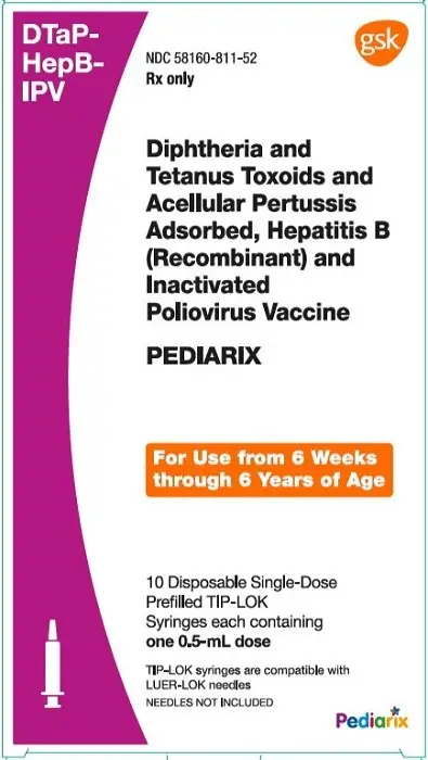 Pediarix 10 Syringe Carton