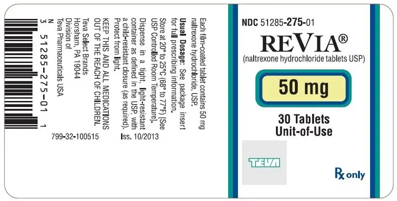  Revia® (naltrexone hydrochloride tablets USP) 50 mg 30 Tablets Unit-of-Use Label