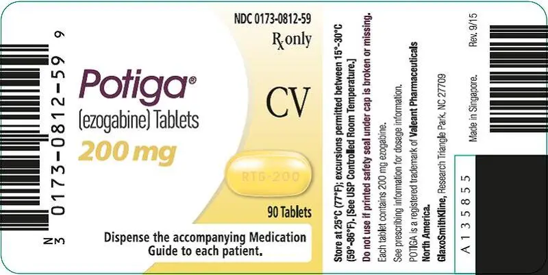 Potiga 200 mg 90 count label