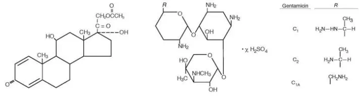 The structural formula for Gentamicin sulfate is the sulfate salt of gentamicin C1, gentamicin C2, and gentamicin C1A which are produced by the growth of Micromonospora purpurea.