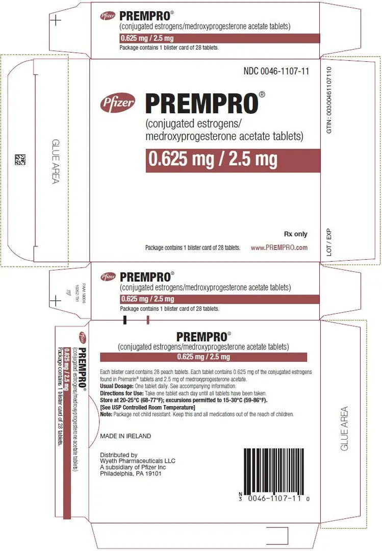 PRINCIPAL DISPLAY PANEL - 0.625 mg / 2.5 mg Tablet Blister Card Carton