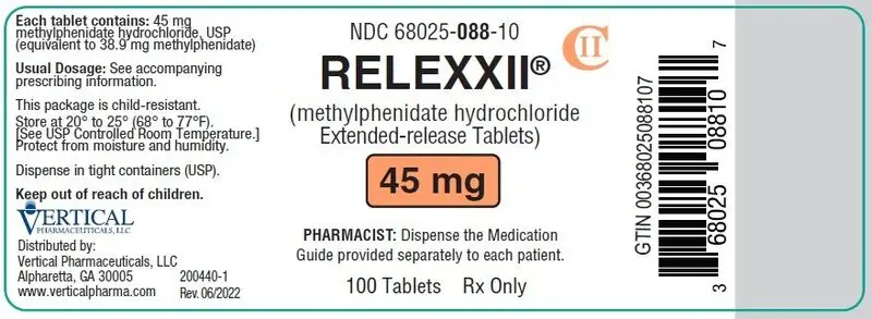 RELEXXII 45 mg 100ct Bottle Label