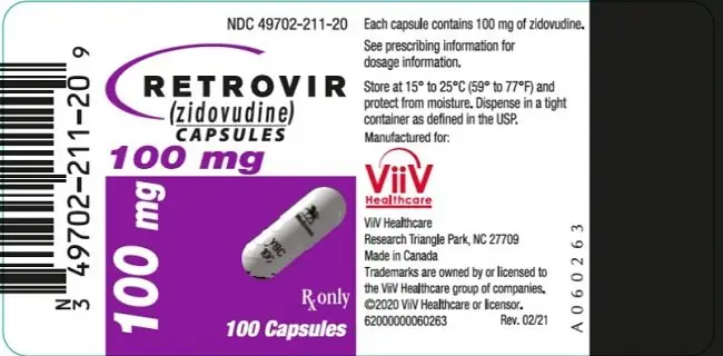 Retrovir capsule 100 mg 100 count label