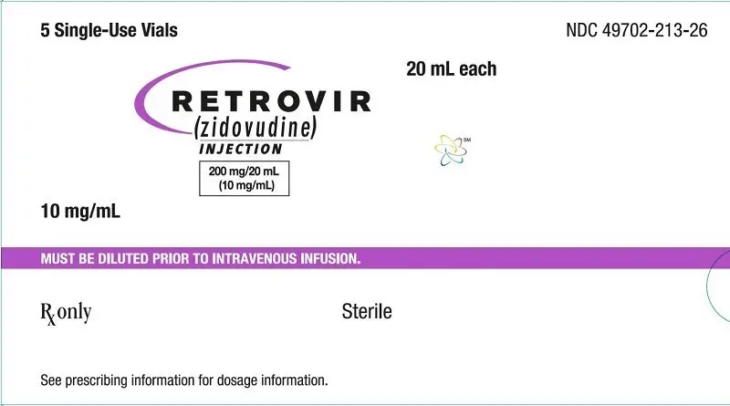 Retrovir IV 20 mL vial 5 count carton