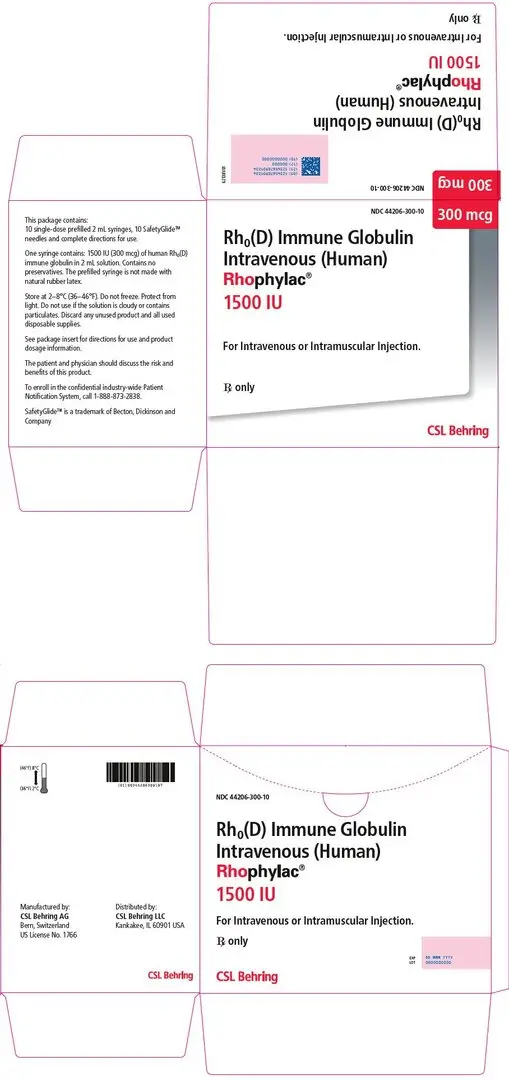 PRINCIPAL DISPLAY PANEL - 300 mcg Syringe Carton - 44206-300-10