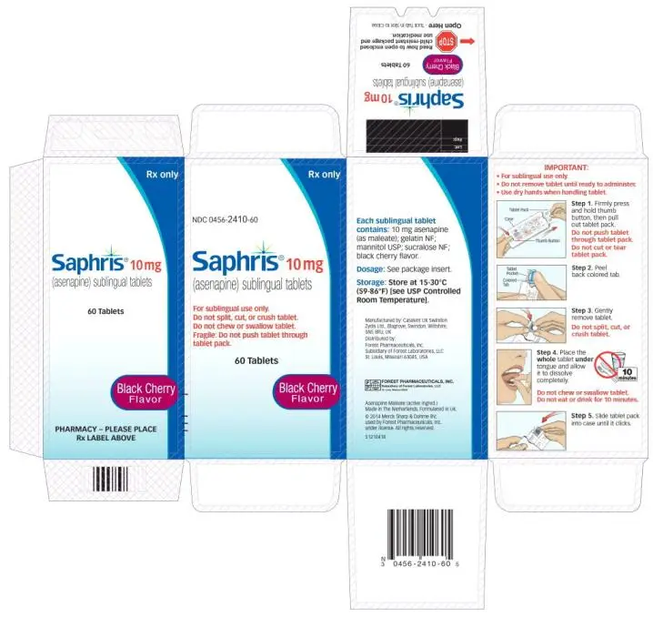 PRINCIPAL DISPLAY PANEL
Rx only
NDC 0456-2405-60
Saphris® 5 mg
(asenapine) sublingual tablets
60 Tablets
Black Cherry
Flavor
