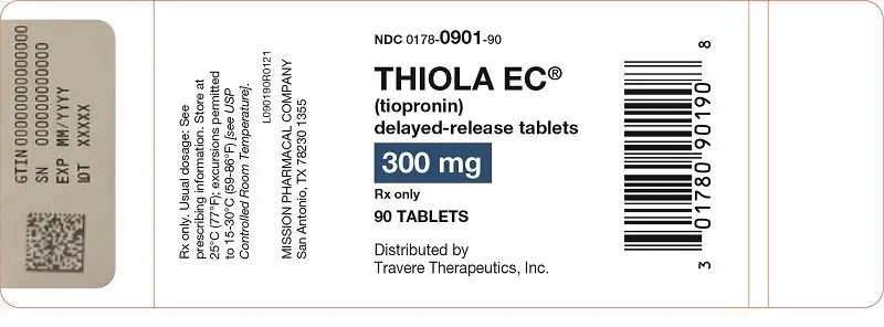 Thiola EC 300-mg Tablets label