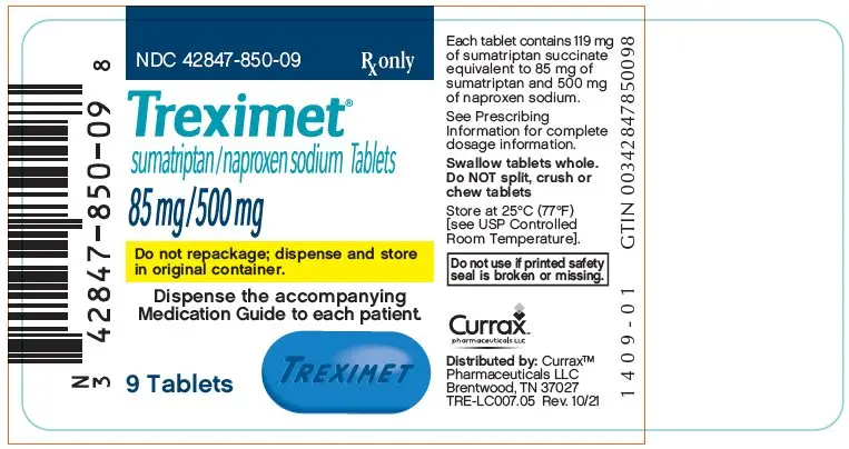 PRINCIPAL DISPLAY PANEL - 85 mg/500 mg Tablet Bottle Label