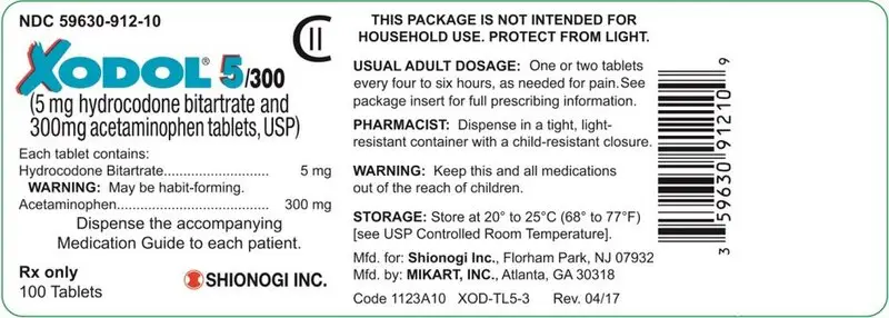 5 mg/300 mg 100-count bottle label