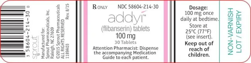 Addyi Bottle Label