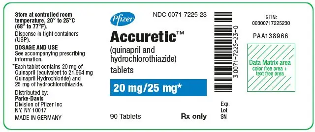PRINCIPAL DISPLAY PANEL - 20 mg/25 mg Tablet Bottle Label - NDC 0071-7225-23