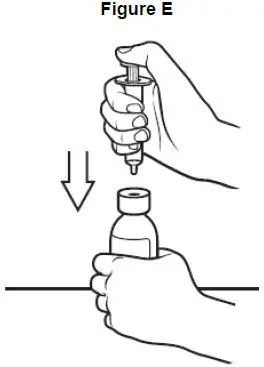 image of of how to insert the oral syringe into the bottle