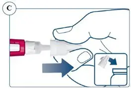 Figure C: Pull off outer needle cap and throw it away.