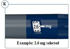 Figure K: Example of 2.6 mg selected.