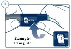 Figure U Dose counter example of 1.7 mg left. 