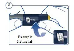 Figure U: Example of 2.8 mg left in Pen.