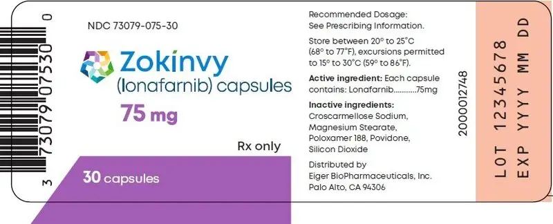 75 mg 30-count Bottle Label