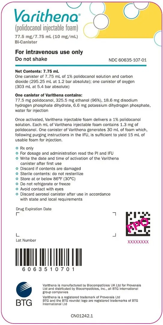 Principal Display Panel - Varithena Pouch Label - NDC 60635-107-01