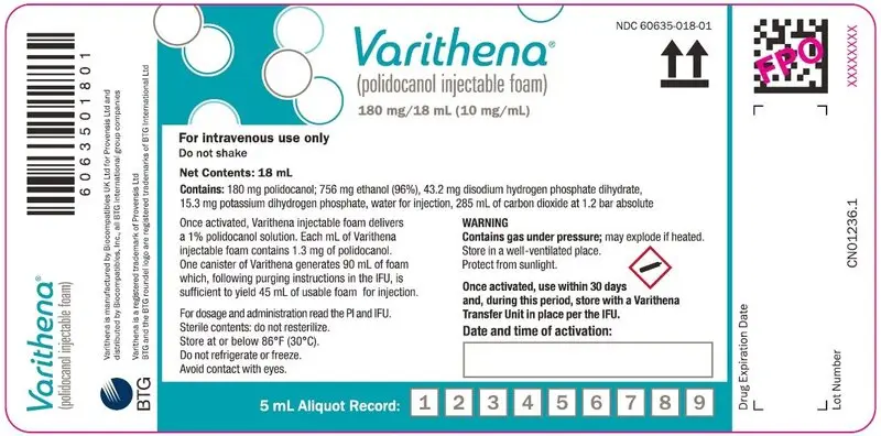 Principal Display Panel - Varithena Canister Label - NDC 60635-018-01