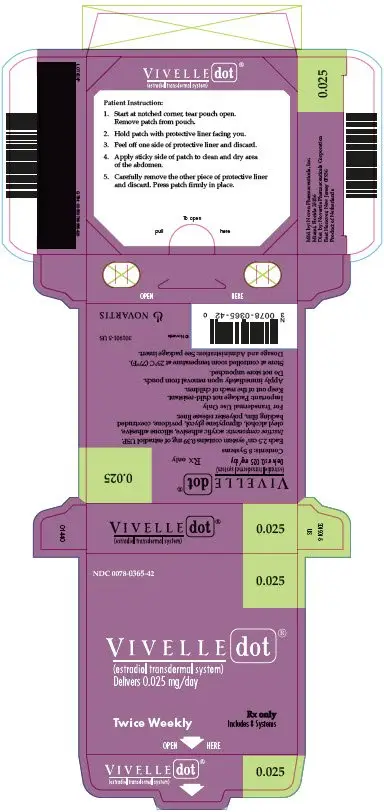 PRINCIPAL DISPLAY PANEL
								NDC 0078-0365-42
								0.025
								VIVELLE dot®
								(estradiol transdermal system)
								Delivers 0.025 mg/day
								Rx only
								Includes 8 Systems
								Twice Weekly
							