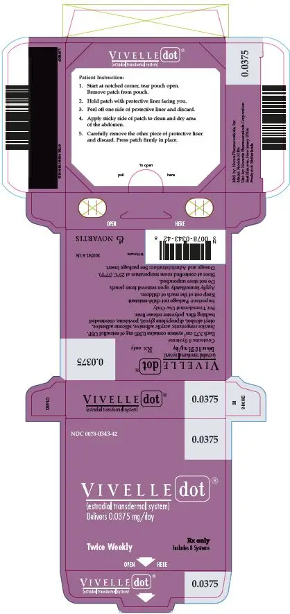 PRINCIPAL DISPLAY PANEL
								NDC 0078-0343-42
								0.0375
								VIVELLE dot®
								(estradiol transdermal system)
								Delivers 0.0375 mg/day
								Rx only
								Includes 8 Systems
								Twice Weekly
							