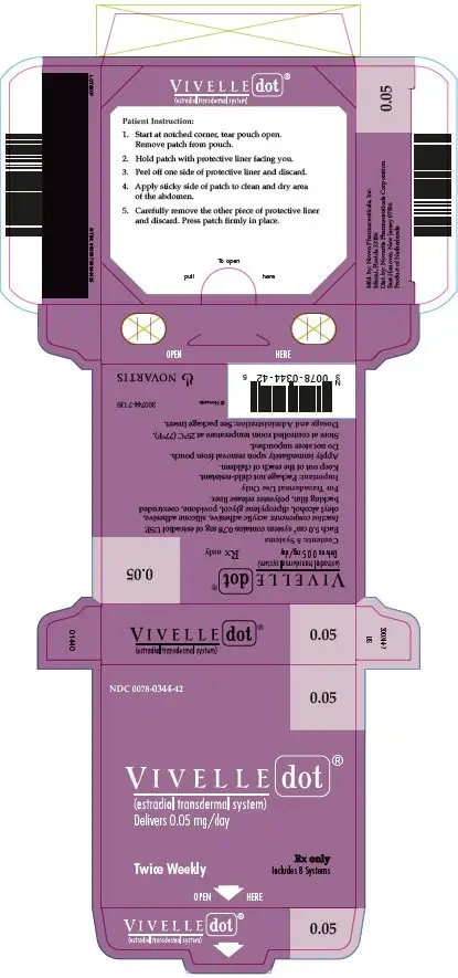 PRINCIPAL DISPLAY PANEL
								NDC 0078-0344-42
								0.05
								VIVELLE dot®
								(estradiol transdermal system)
								Delivers 0.05 mg/day
								Rx only
								Includes 8 Systems
								Twice Weekly
							