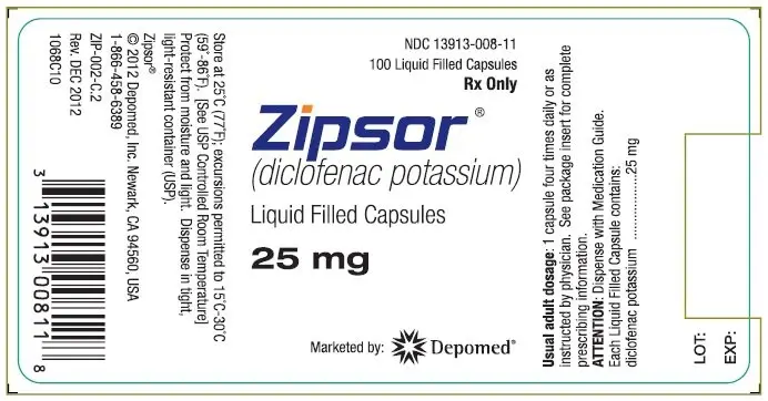 25 mg 120-count Bottle Label