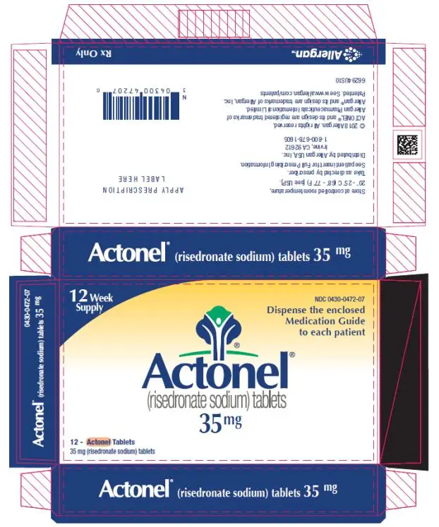 PRINCIPAL DISPLAY PANEL
NDC 0430-0472-07
Actonel
(risedronate sodium) tablets
35 mg
12 Week Supply
Rx Only
