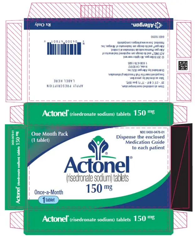PRINCIPAL DISPLAY PANEL
NDC 0430-0478-01
Actonel
(risedronate sodium) tablets
150 mg
One Month Pack
(1 tablet)
Rx Only
