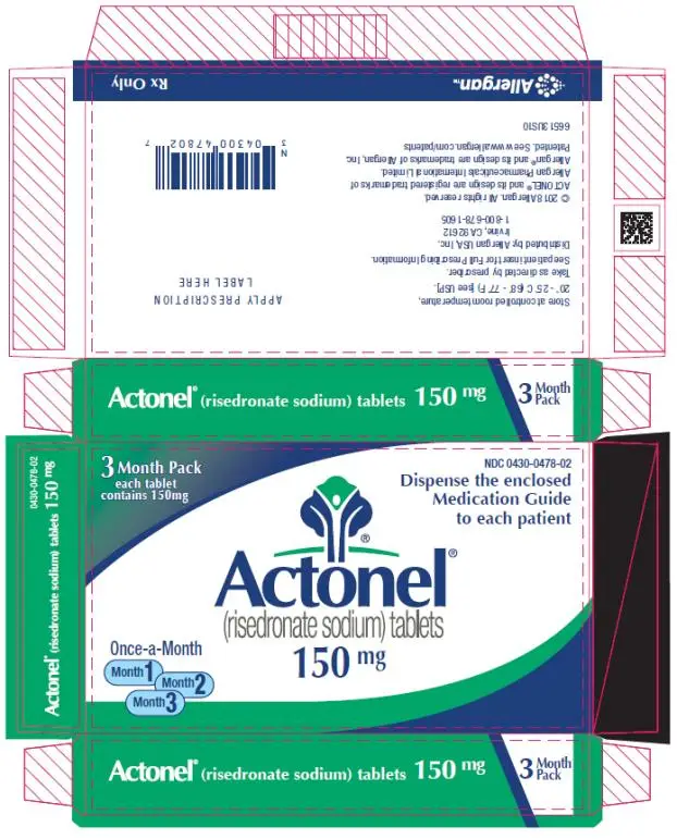 PRINCIPAL DISPLAY PANEL
NDC 0430-0478-02
Actonel
(risedronate sodium) tablets
150 mg
3 Month Pack
Rx Only
