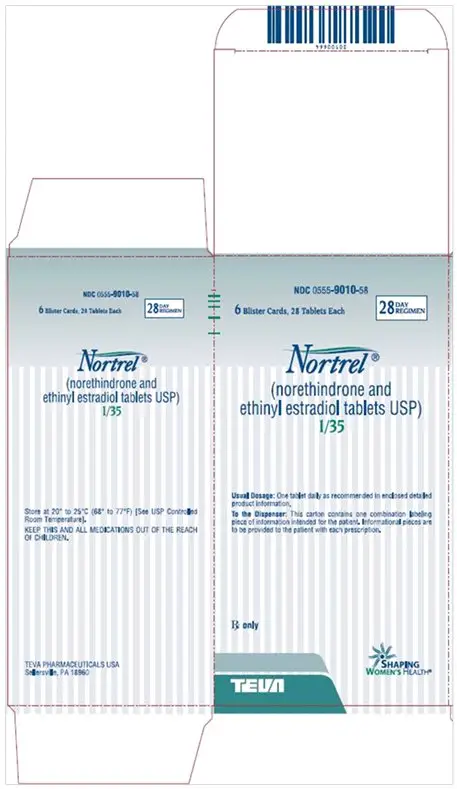 Nortrel 1/35 mg, 6 Blister Cards, 28 Tablets Each Carton 