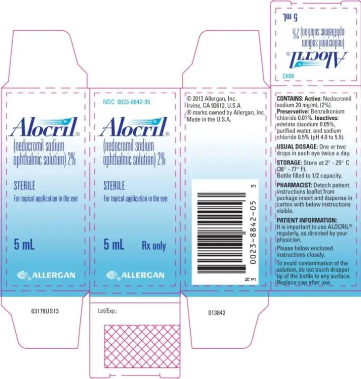 PRINCIPAL DISPLAY PANEL
NDC 0023-8842-05
ALOCRIL® 
(nedocromil sodium 
ophthalmic solution) 2%
sterile
For topical application in the eye
5 mL
