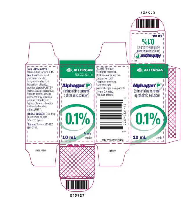 PRINCIPAL DISPLAY PANEL
ALLERGAN
NDC  0023-9321-10
Alphagan® P
(brimonidine tartrate 
ophthalmic solution) 
0.1%
10 mL
Rx only 
sterile
